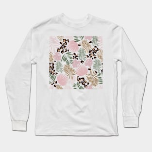 leopard print baby and tropical leaves Long Sleeve T-Shirt